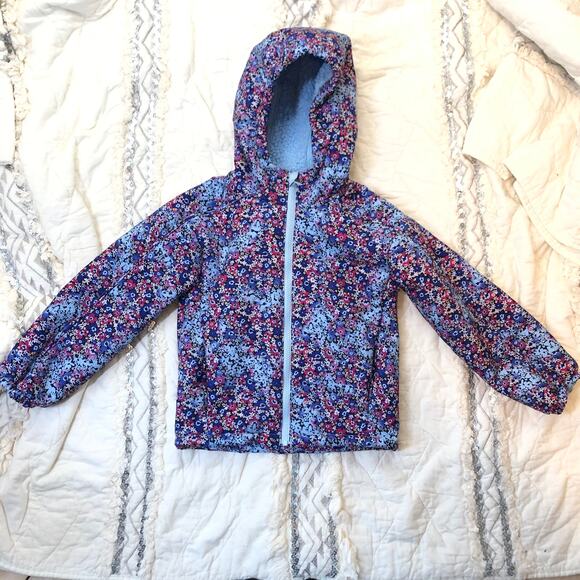 All in Motion NWT Girl's Blue Purple Floral Plush Softshell Jacket XS 4/5 - Picture 1 of 10